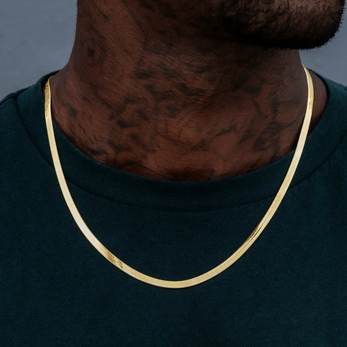 4mm + 6mm Herringbone Chain Bundle in Yellow Gold
