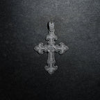 GLD X Bloody Osiris Iced Moissanite Large Cross Pendant in White Gold Vermeil