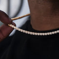 Iced Mini Clustered Tennis Chain in Yellow Gold