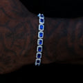 Sapphire Cushion Cut Tennis Bracelet in White Gold