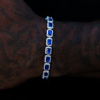 Sapphire Cushion Cut Tennis Bracelet in White Gold
