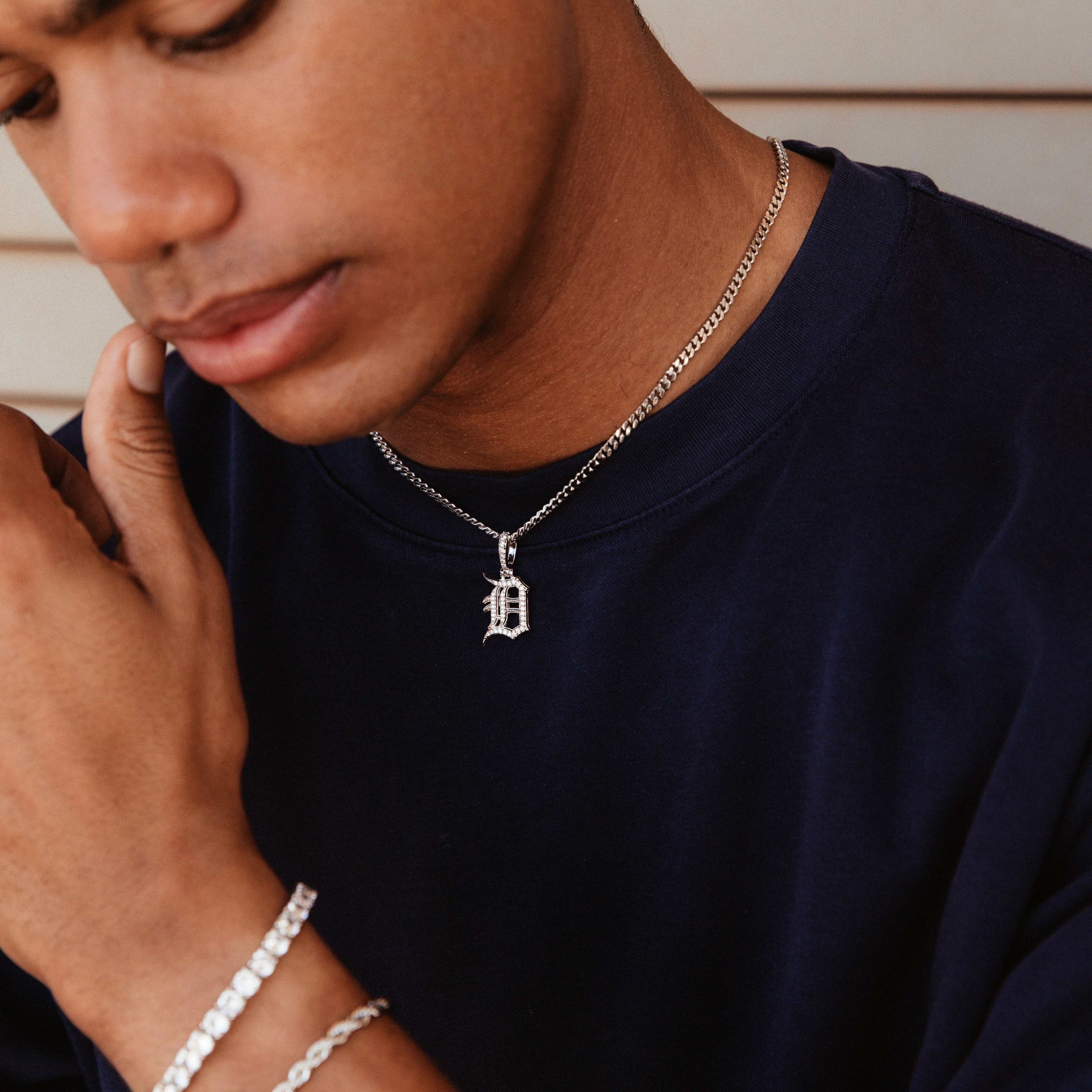 Detroit Tigers Official MLB Micro Logo Pendant in White Gold