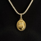 Simple Fire Heart Cross Pendant in Yellow Gold
