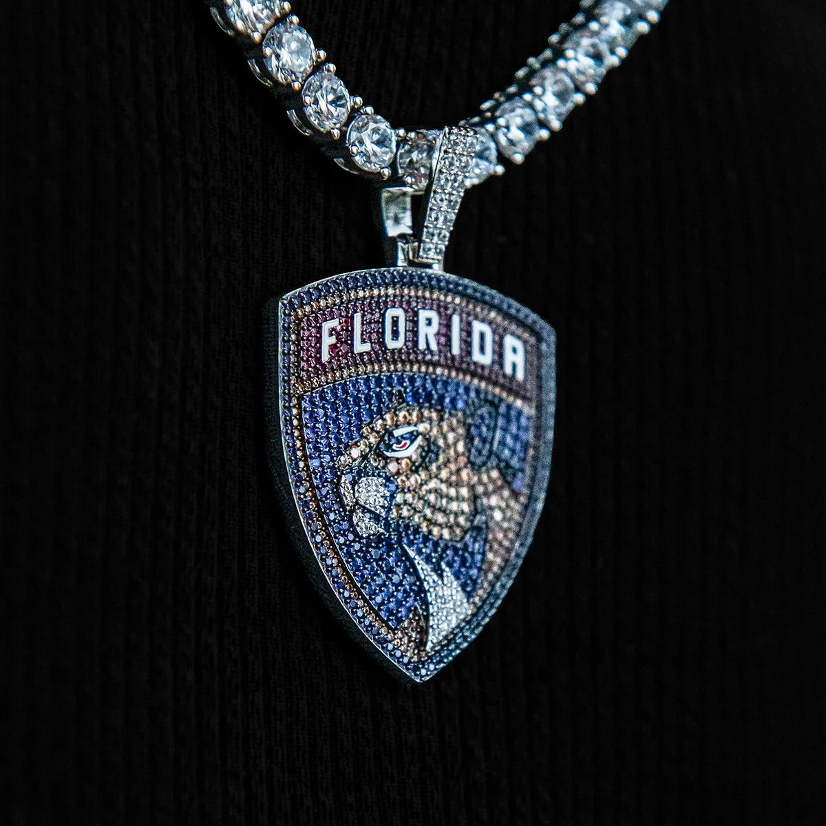 Florida Panthers Official NHL Logo Pendant - White Gold