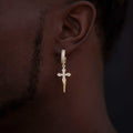 Dripping Cross Extra Small Huggie Hoop Earrings in Yellow Gold