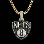 Brooklyn Nets Official NBA Logo Pendant in Yellow Gold