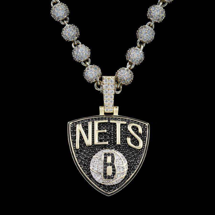 Brooklyn Nets Official NBA Logo Pendant in Yellow Gold