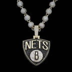Brooklyn Nets Official NBA Logo Pendant in Yellow Gold