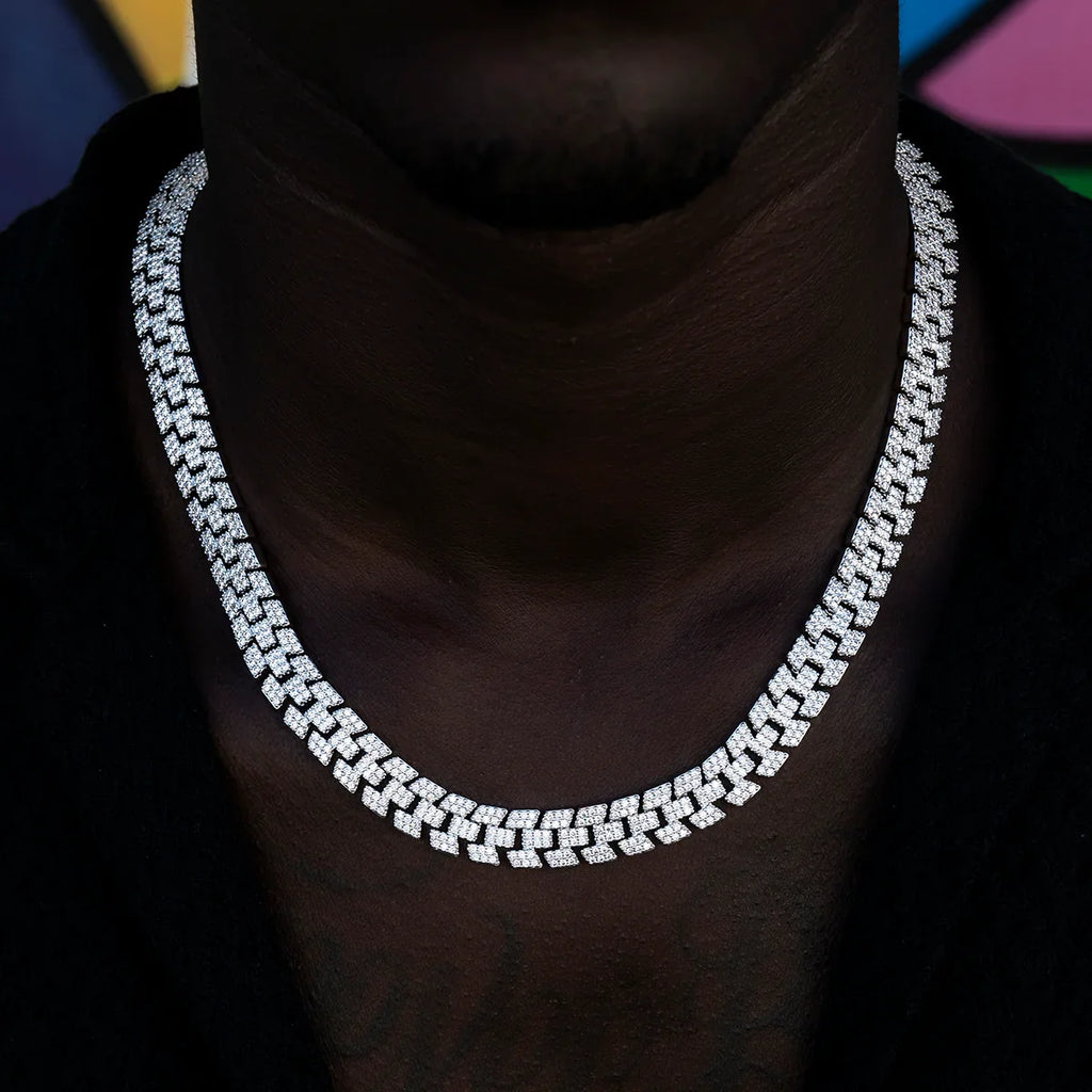 Diamond Spine Chain + Bracelet Bundle in White Gold