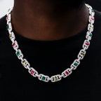 Diamond Multicolor Cluster Mariner Chain in White Gold