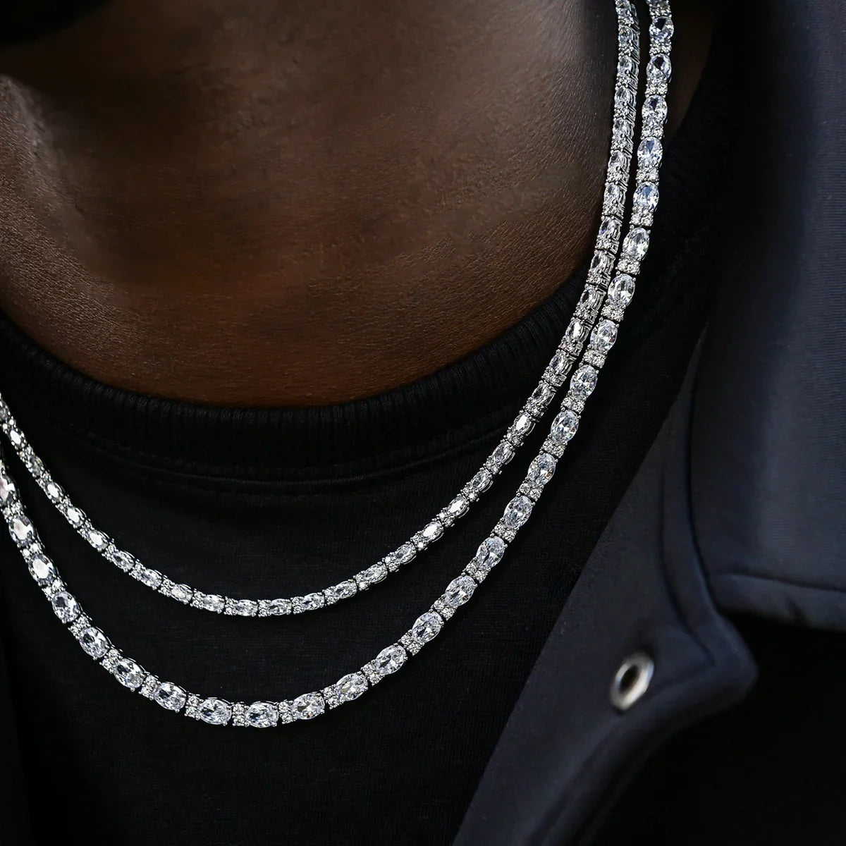 3mm + 5mm Diamond Mixed Oval Cut Tennis Chain Bundle