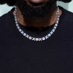 Iced XOXO Tennis Chain Necklace in White Gold