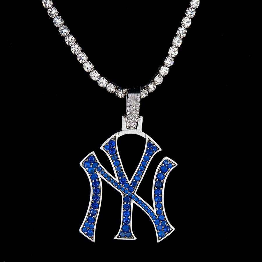 New York Yankees Official MLB Logo Pendant in White Gold