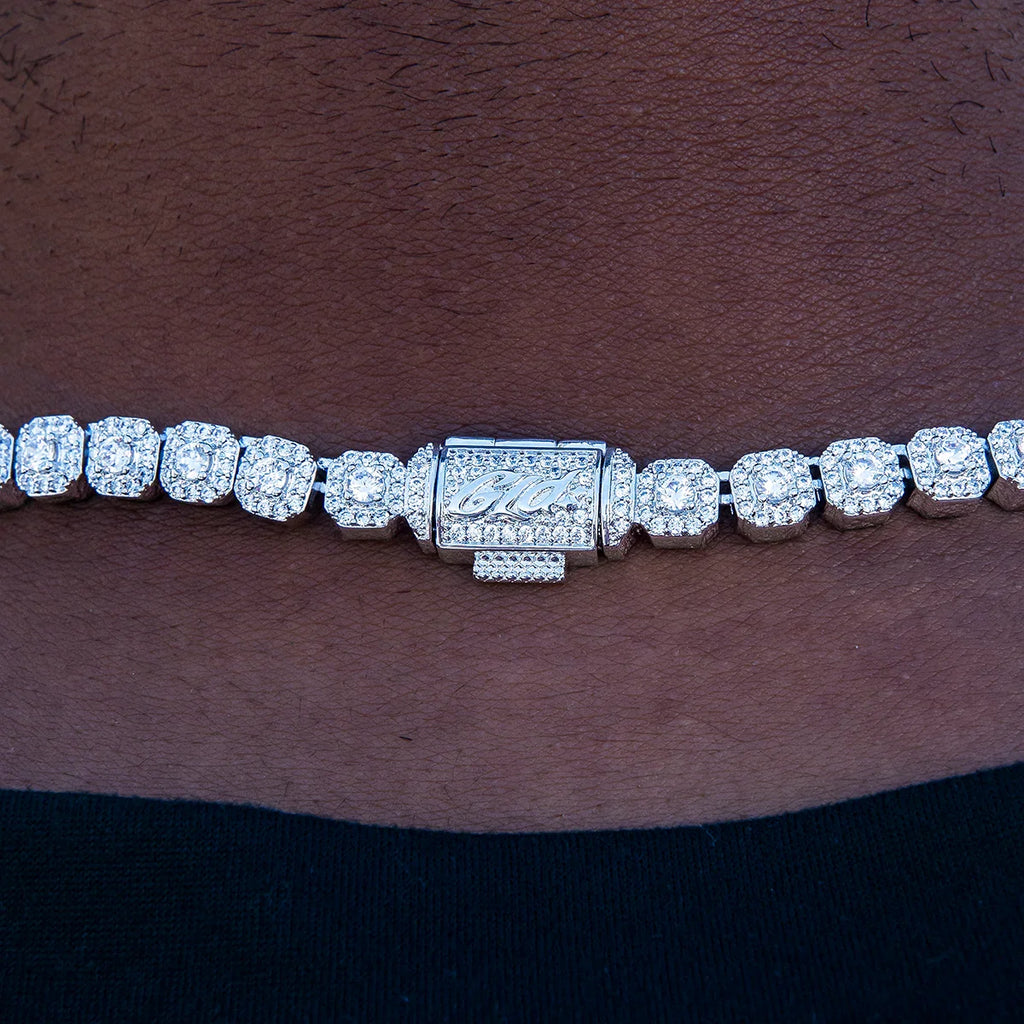 Micro Clustered Tennis Chain + Bracelet Bundle in White Gold