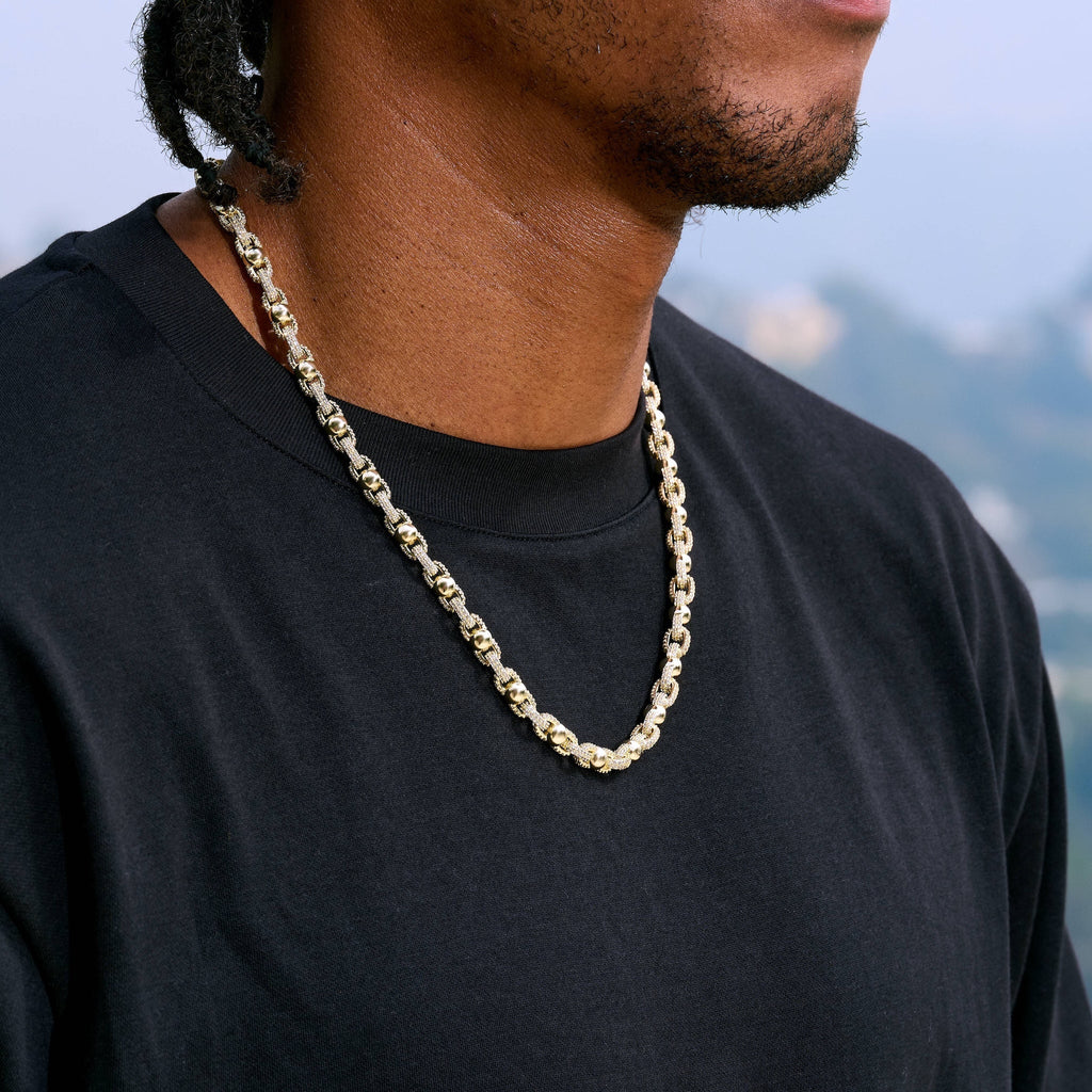 Iced Plain Ball Chain Necklace in Yellow Gold - 6mm