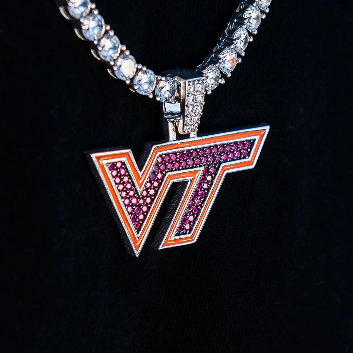 Virginia Tech Hokies Official NCAA Logo Pendant in White Gold