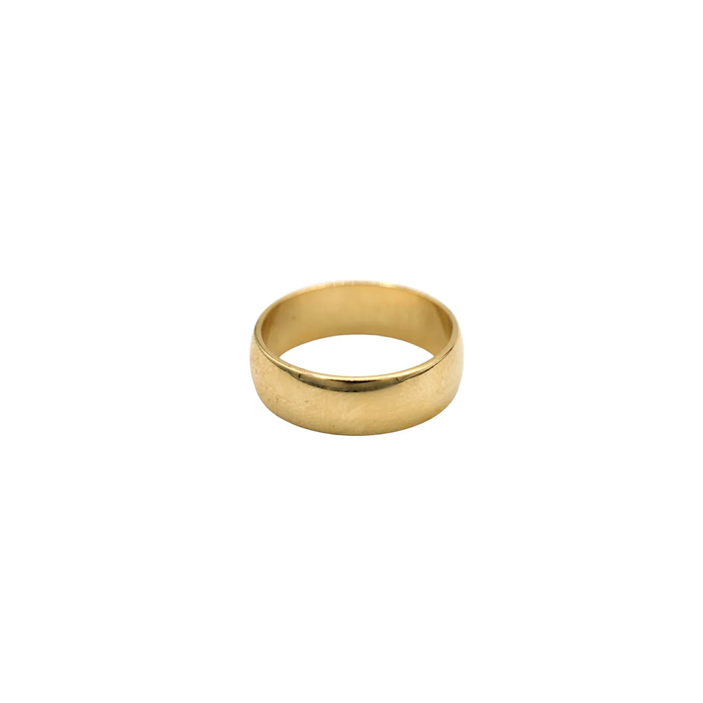 High Polish Rounded Band Ring in Solid Gold - 6mm