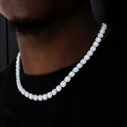 Clustered Tennis Chain in White Gold- 8.5mm