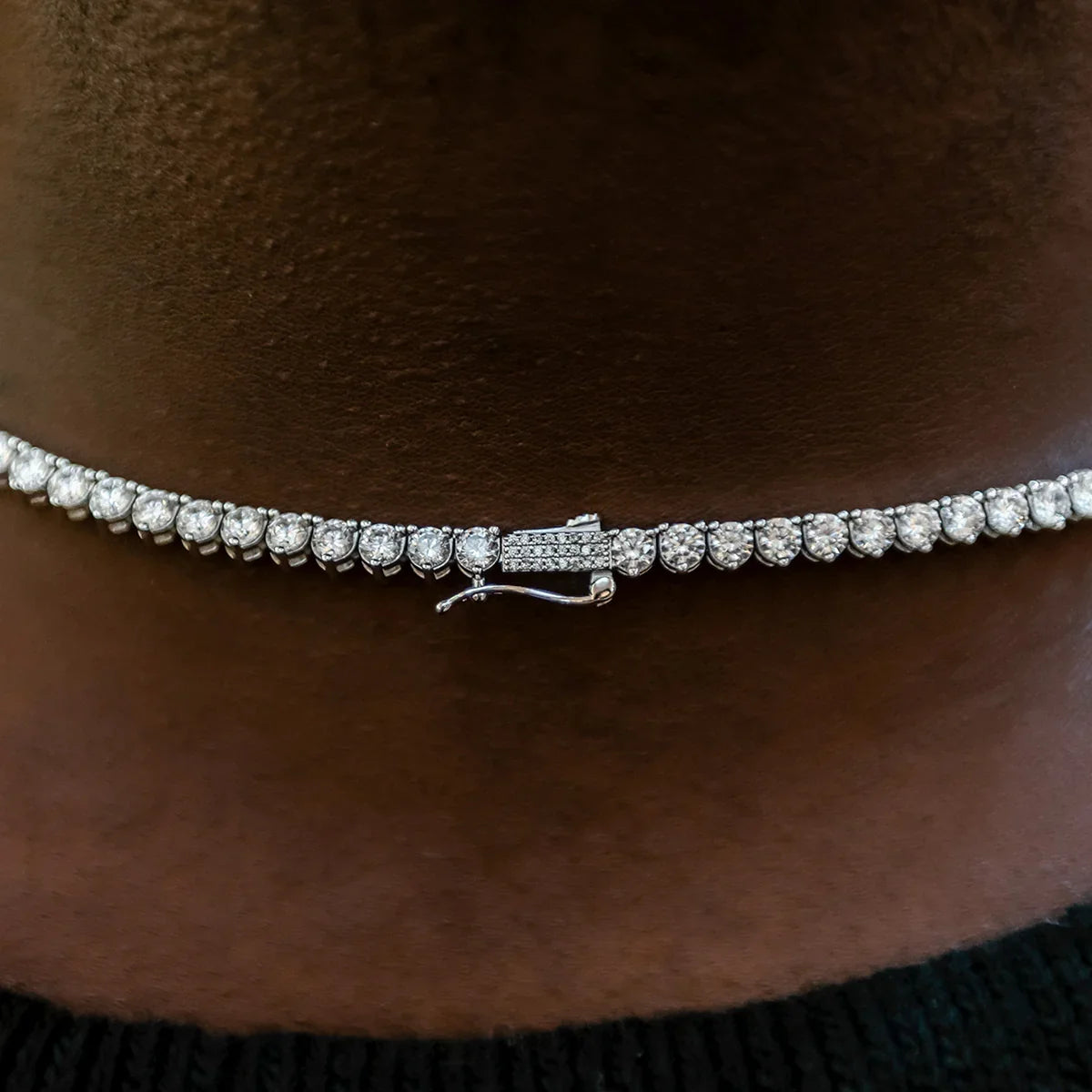 3 Prong Tennis Chain in White Gold
