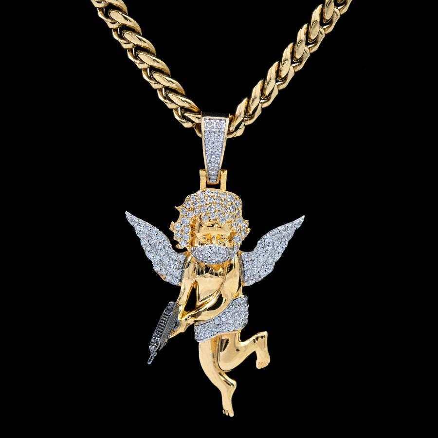 Masked Angel Pendant in Yellow Gold