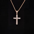 Micro Diamond Cross Pendant + 2MM Rope Chain Bundle in Rose Gold