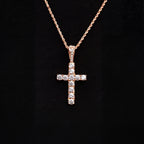 Micro Diamond Cross Pendant + 2MM Rope Chain Bundle in Rose Gold