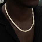 Diamond Pave Snake Link Chain in Yellow Gold-6mm