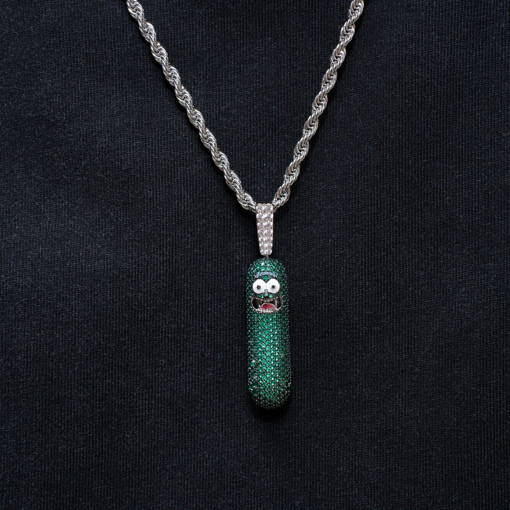 Rick & Morty Pickle Official Warner Bros. Pendant in White Gold