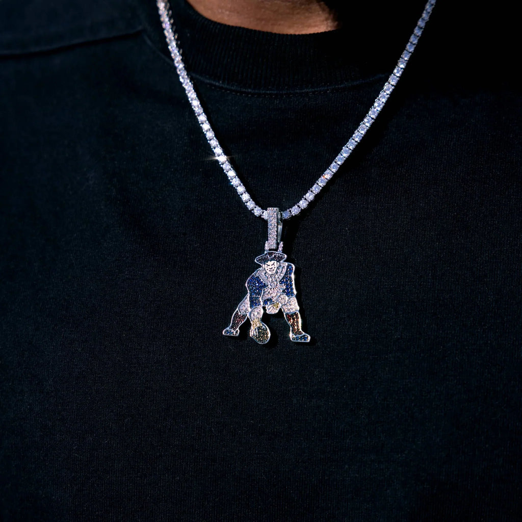 New England Patriots Official NFL Vintage Logo Pendant in White Gold