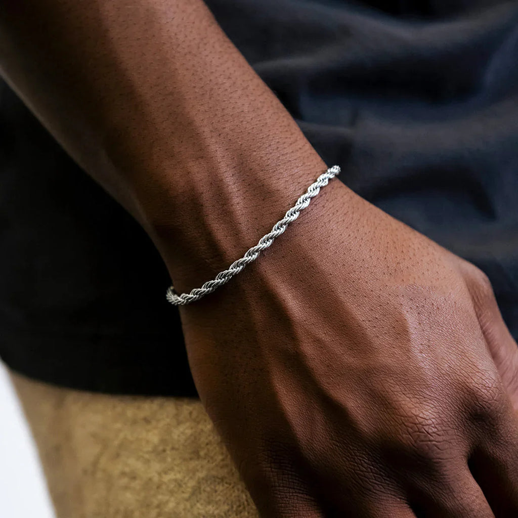 Rope Chain Bracelet in Sterling Silver - 4mm