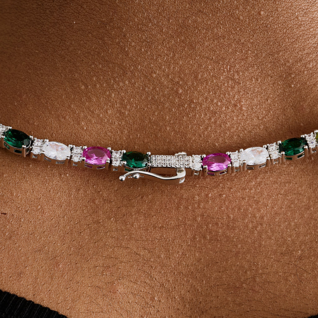 Tennis Link GLD Star Multi Color Lariat in White Gold