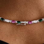 Tennis Link GLD Star Multi Color Lariat in White Gold