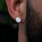 8MM Round Cut Moissanite Diamond Stud Earrings in White Gold Vermeil