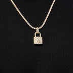 Lock and Key Set Pendant in Yellow Gold