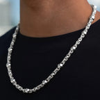 Iced Plain Multi Size Ball Chain in White Gold