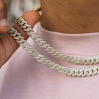 Diamond Prong Cuban Chain in Yellow Gold - 8.5mm