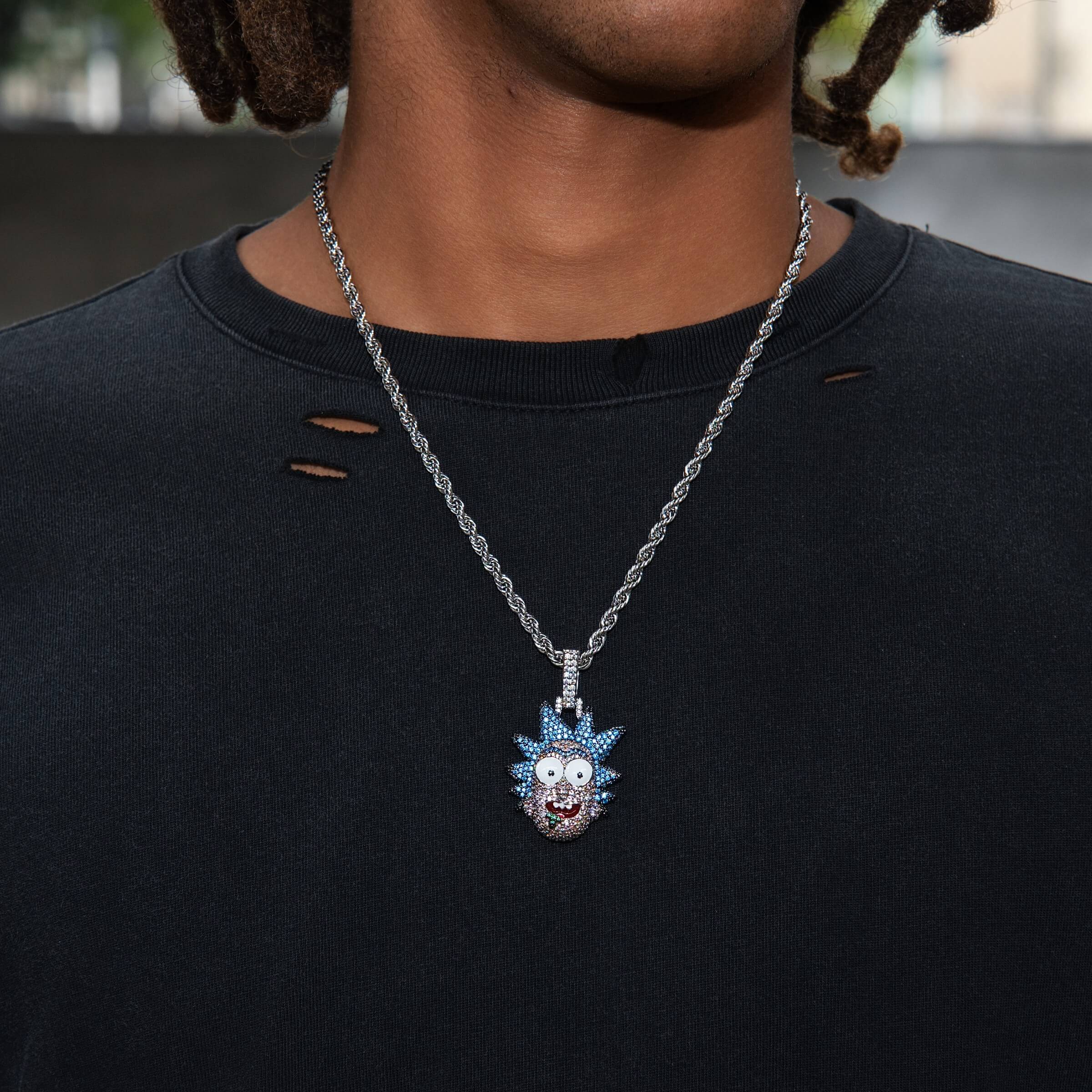 Rick & Morty Rick Head Official Warner Bros. Pendant in White Gold