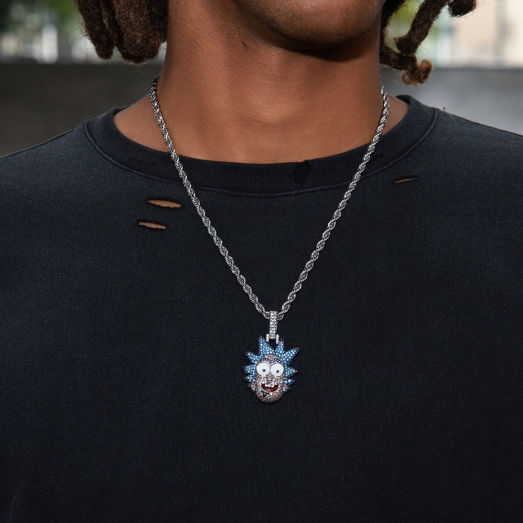 Rick & Morty Rick Head Official Warner Bros. Pendant in White Gold