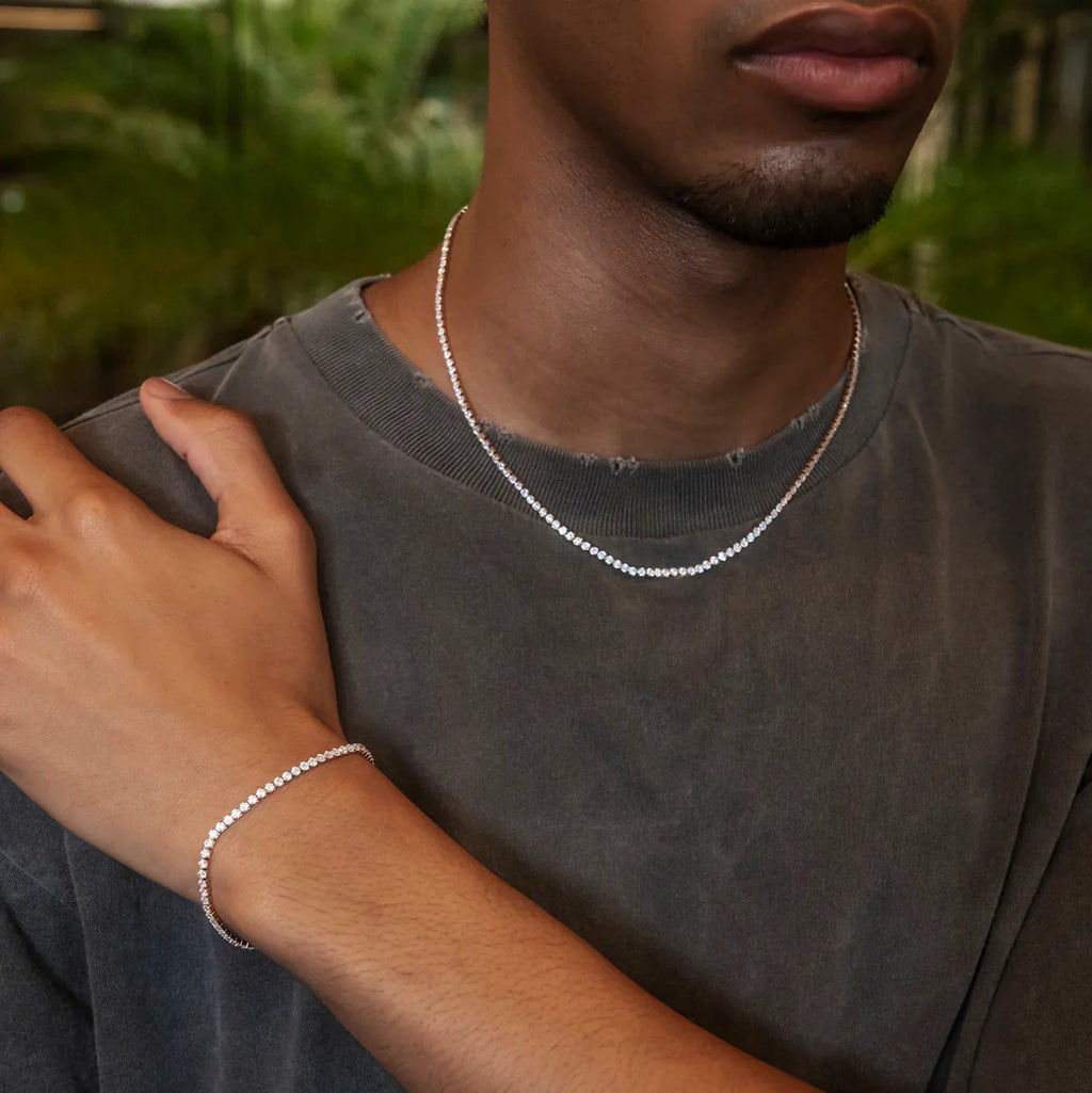 Micro Tennis Chain + Bracelet Bundle in Rose Gold