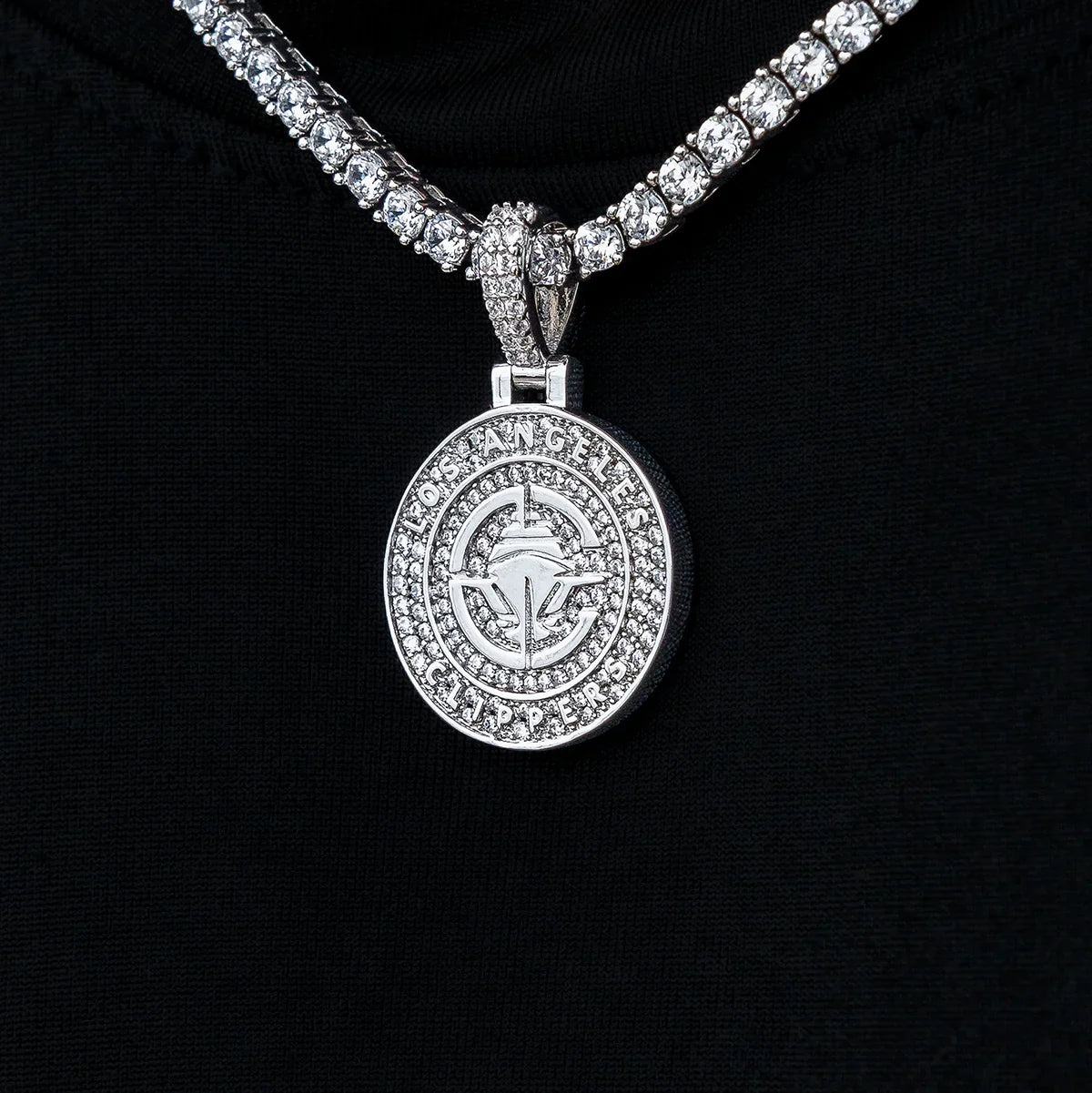 Los Angeles Clippers Official NBA Micro Logo Pendant in White Gold