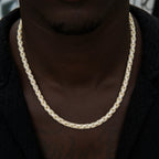 Diamond Pave Snake Link Chain in Yellow Gold-6mm