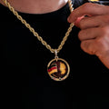 Diamond Germany Spinning Globe Flag Pendant in Yellow Gold