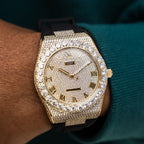 42MM Fully Iced Alpha Era® Gold w/ Rubber Strap