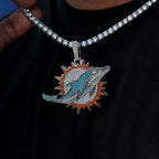 Large Miami Dolphins Logo Pendant - White Gold