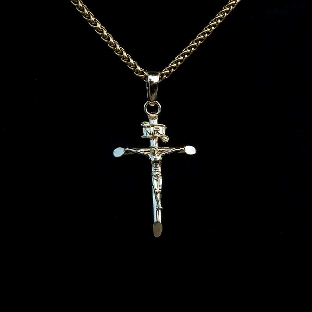 Large Crucifix Cross Pendant in Yellow Gold