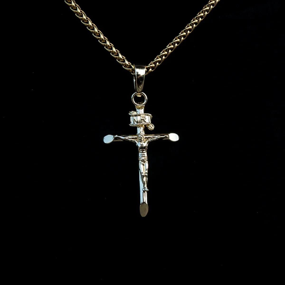 Large Crucifix Cross Pendant in Yellow Gold