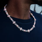 Baguette Cross Evil Eye Chain in Rose Gold - 16mm