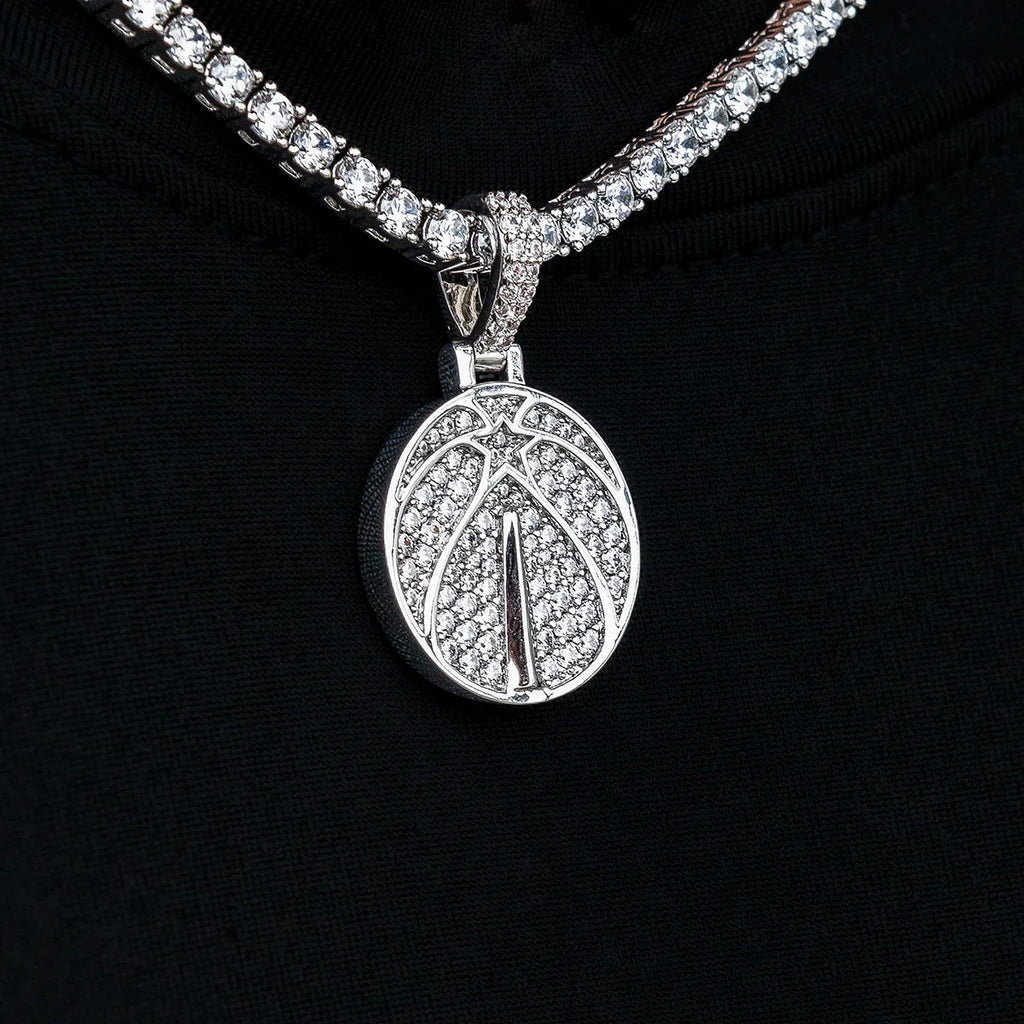 Washington Wizards Official NBA Micro Logo Pendant in White Gold