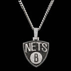 Brooklyn Nets Official NBA Logo Pendant in White Gold