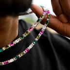 Multicolor Mixed Oval Cut Tennis Chain + Bracelet Bundle- 5mm